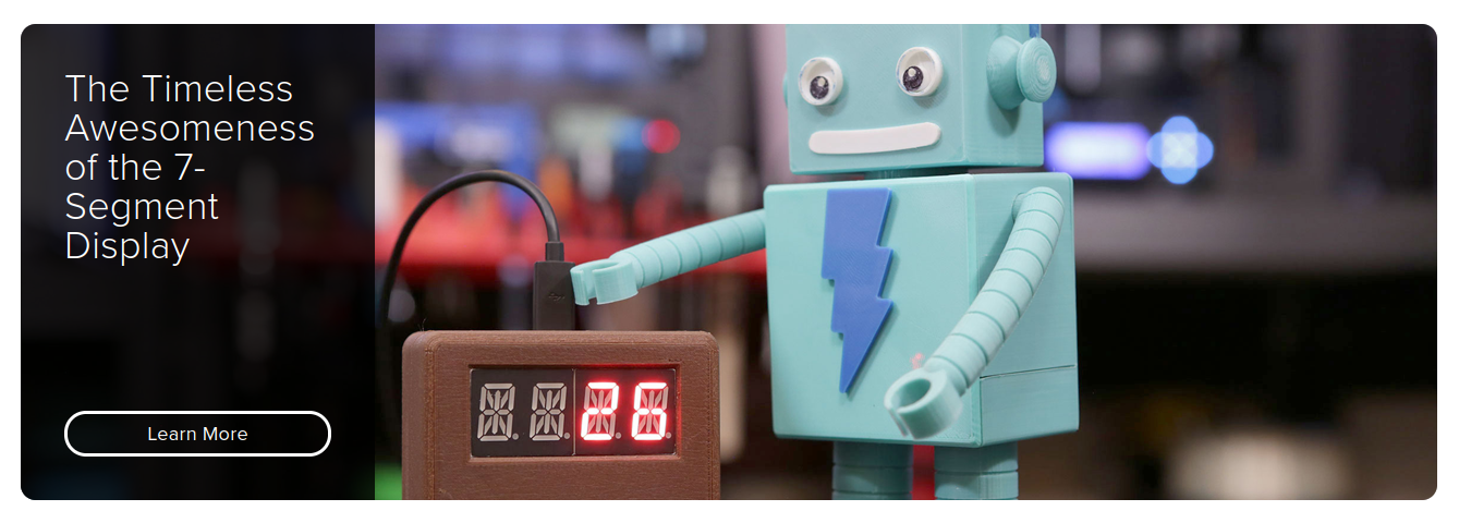 "The Timeless Awesomeness of the 7-Segment Display" illustrated with a 14-segment display.