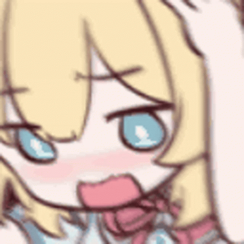 Blond anime character screaming while gripping head in frustration