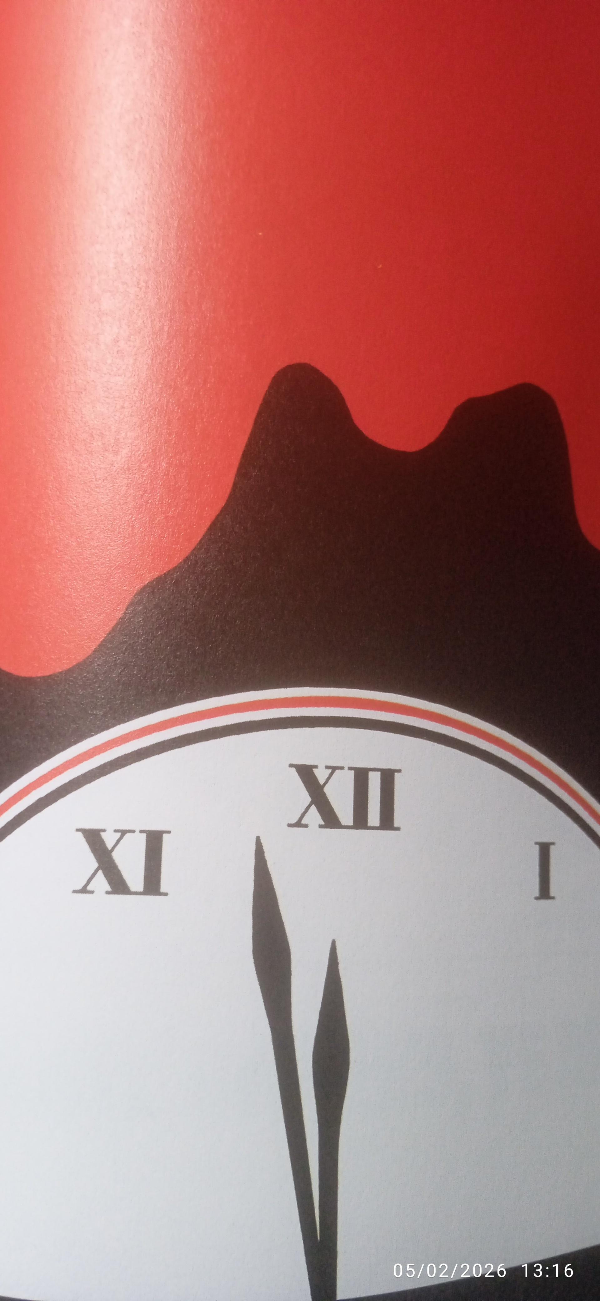 The Nuclear Doomsday clock from "Watchmen", close to midnight.