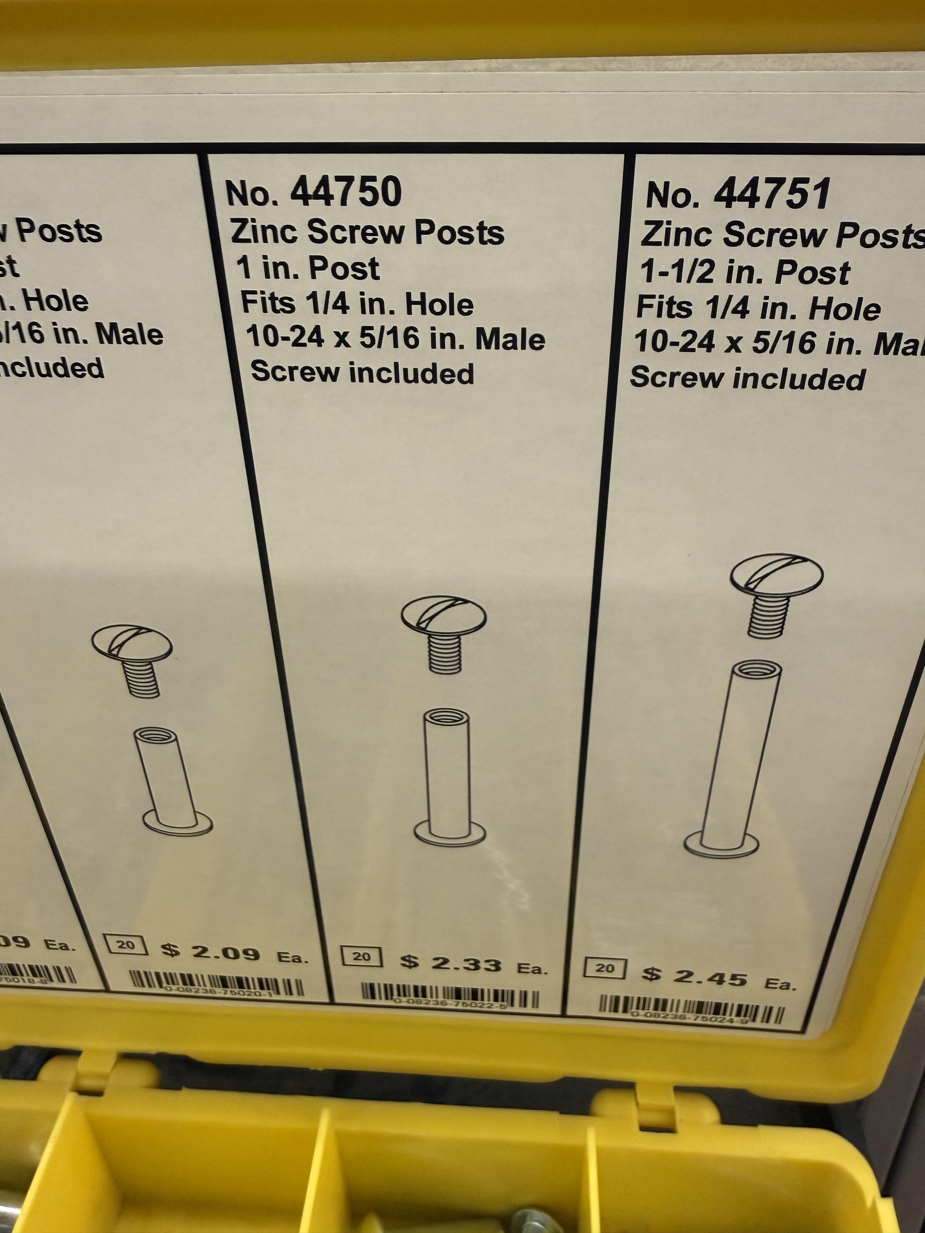 The inside of a bright yellow servelite tray. Think of the super custom hardware. That you would expect to find at a local hardware store. They are referred to as zinc screw posts these days. Unacceptable.